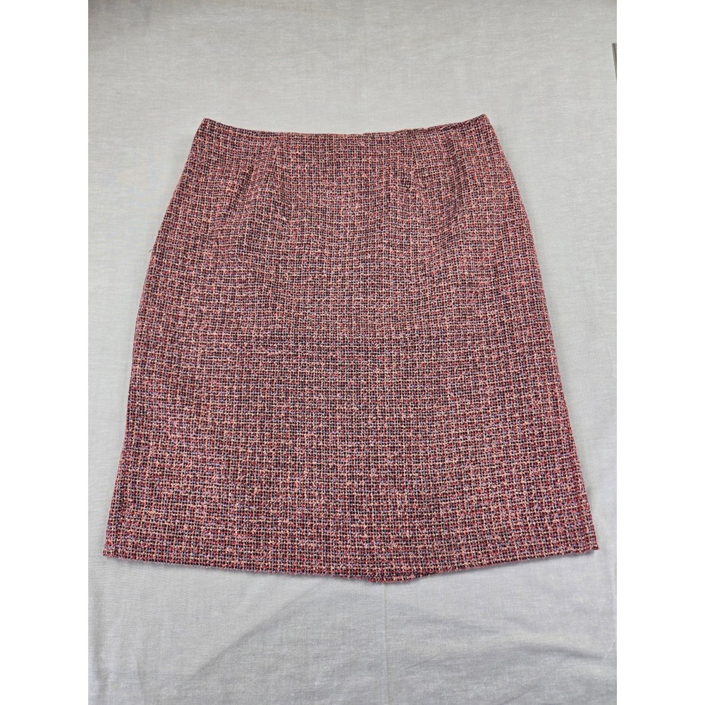 Norton McNaughton Pink Multi Tweed Boucle Pencil Skirt Size 12 Knee Length Zip